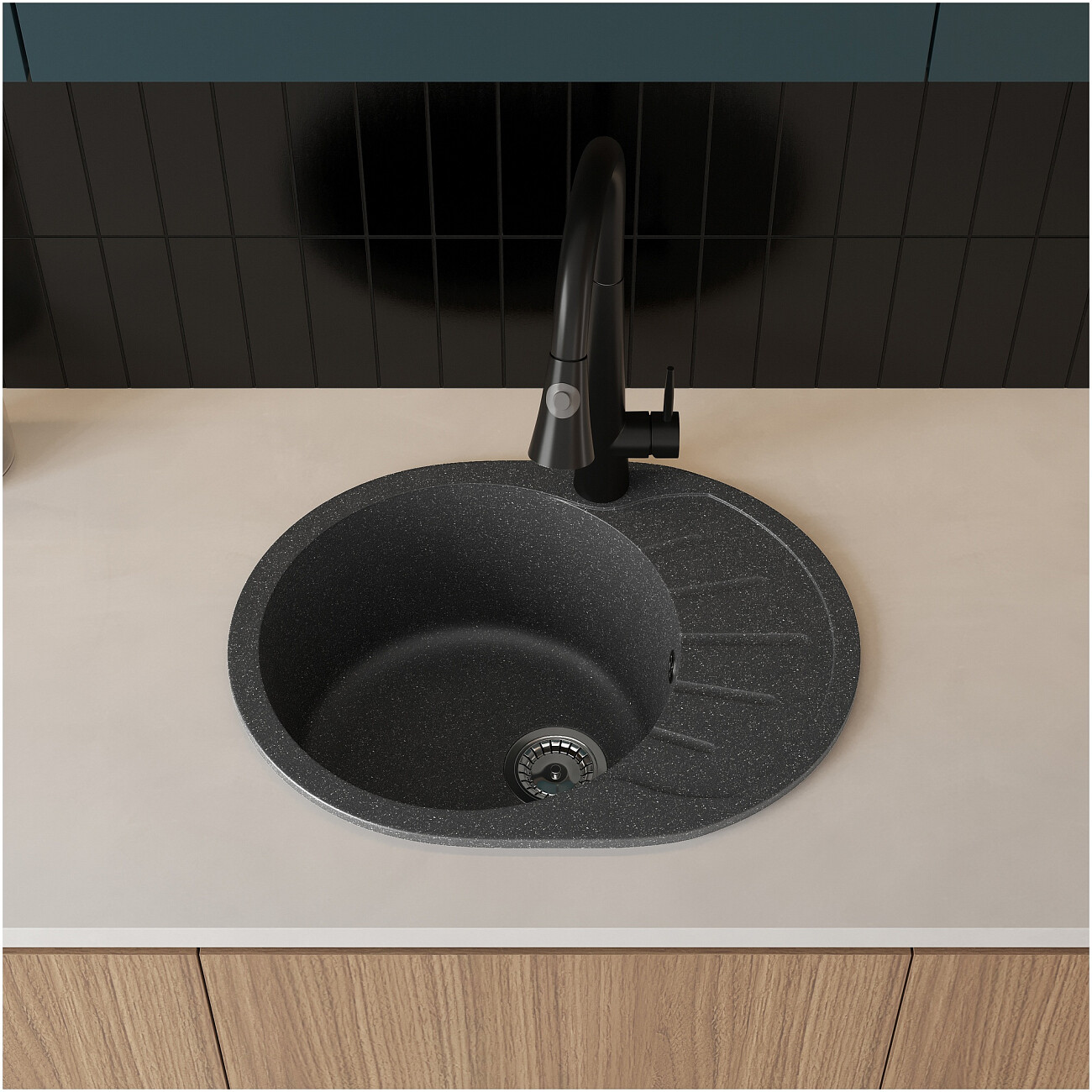 Мойка кухонная антрацит Domaci "Болонья" М-10-007 - изображение 7