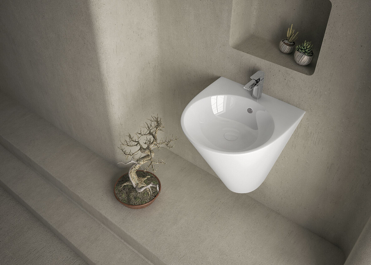 Раковина подвесная керамическая полукруглая 53х48 см белая Stworki 100501-101 - изображение 5