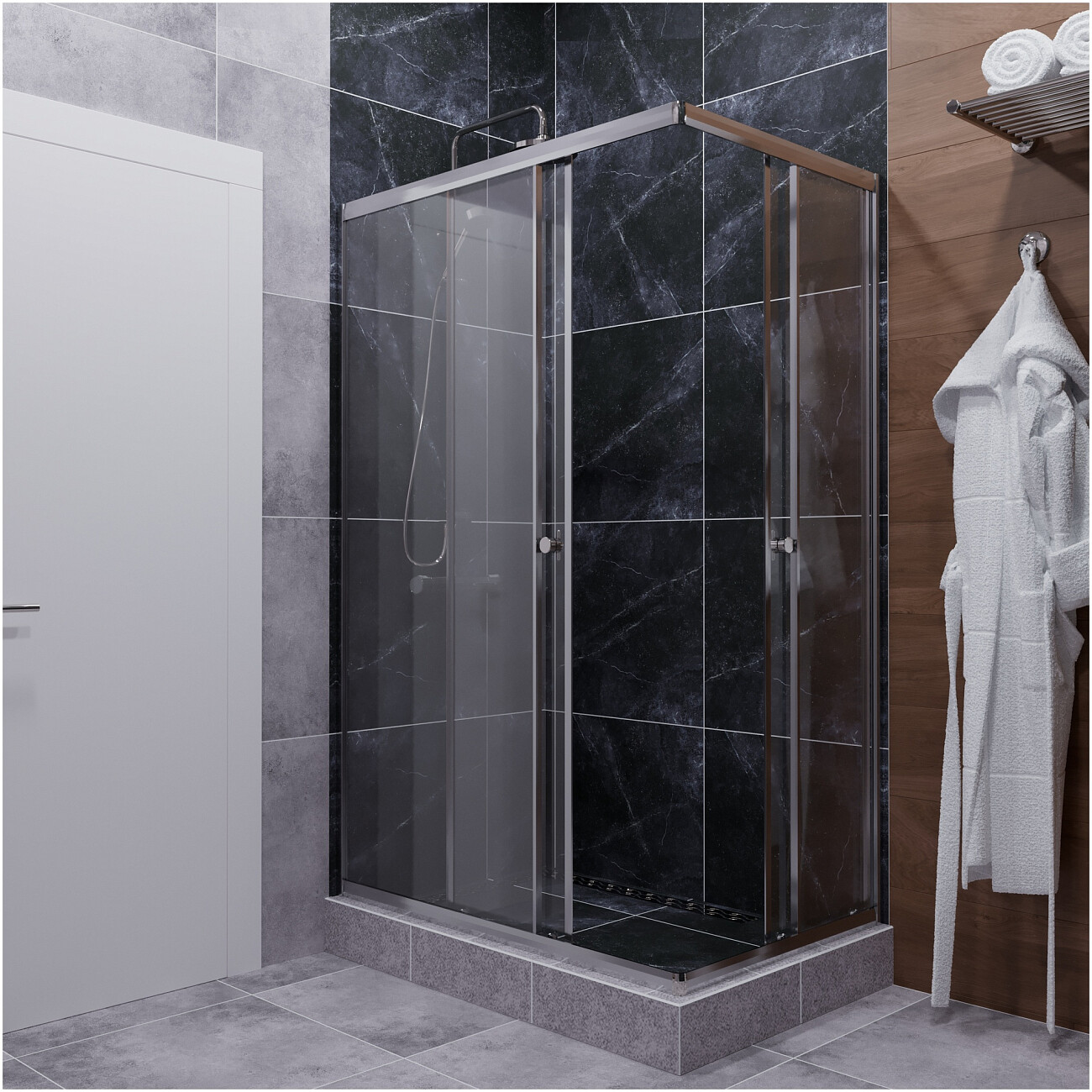 Душевой уголок прямоугольный 80х120 см хром Diwo "Углич" Щ0000055592 - изображение 6