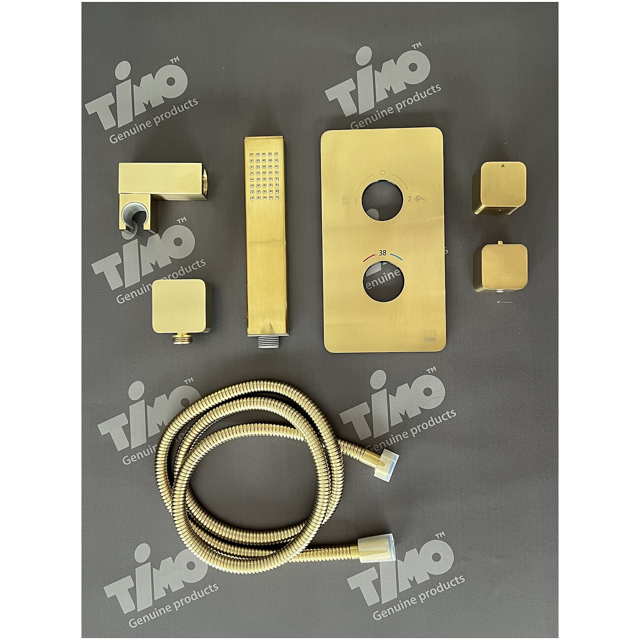 Душевой комплект встроенный с термостатом и тропическим душем золотой Timo Petruma SX-5029-17SM - изображение 4