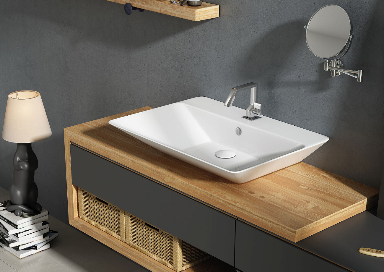 Раковина накладная керамическая прямоугольная 46х65 см белая Stworki 3066-KL - изображение 9