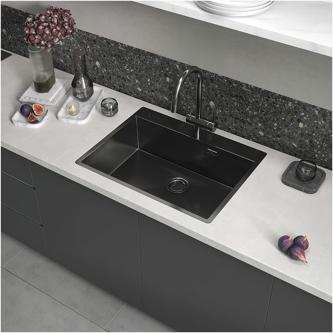 Кухонная мойка из нержавеющей стали 50х65 см оружейная сталь Reflexion Iseo RX2265BL - изображение 6