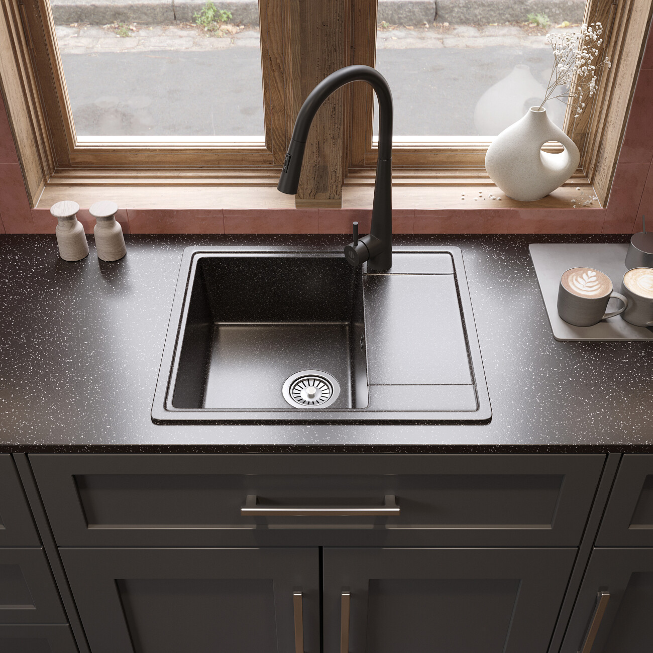 Смеситель для кухни однорычажный черный Domaci "Равенна" D99-007b - изображение 5