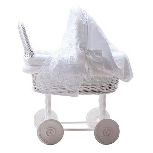 Колыбель-коляска для кукол Dolly с бельем белая