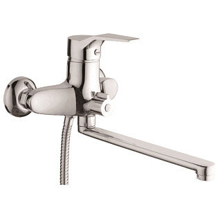 Смеситель для ванны с душевой лейкой и длинным изливом хром D-Lin D146403