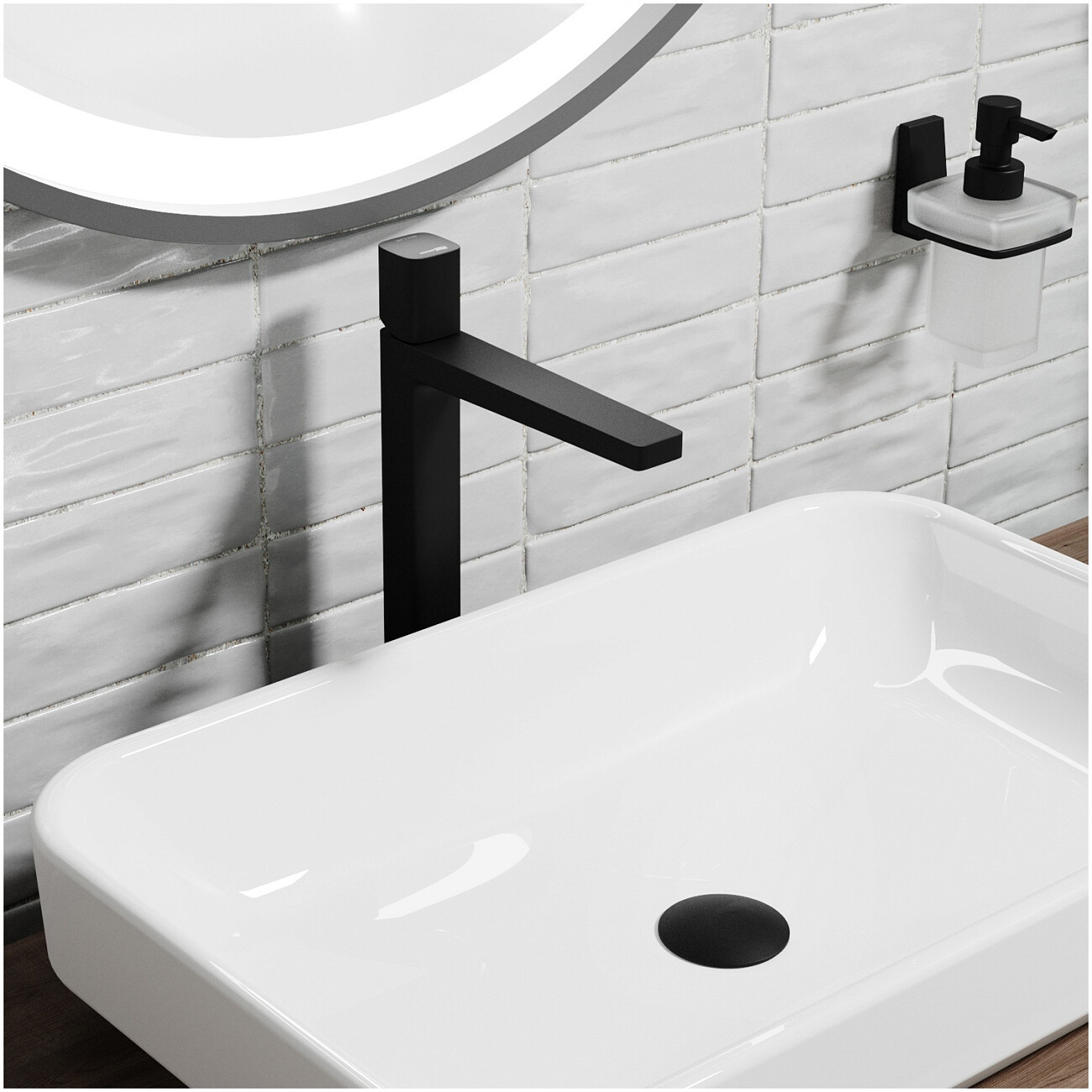 Смеситель для раковины из латуни черный Wasserkraft 9103H - изображение 3