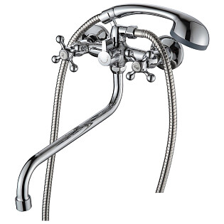 Смеситель для ванны двухвентильный с душевым гарнитуром хром Ammore A4681