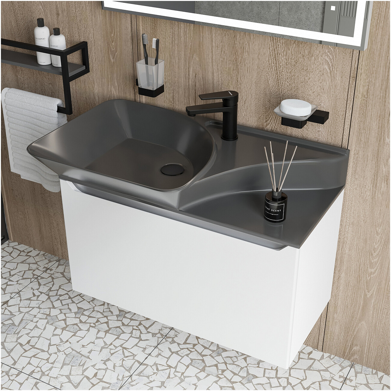 Смеситель для раковины однорычажный черный Stworki "Берген" S21010BK - изображение 7