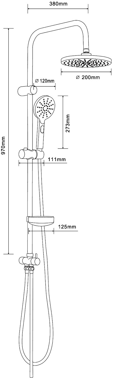 Душевая стойка с верхним душем и мыльницей хром Stworki "Хальмстад" XAL-04cr - изображение 2