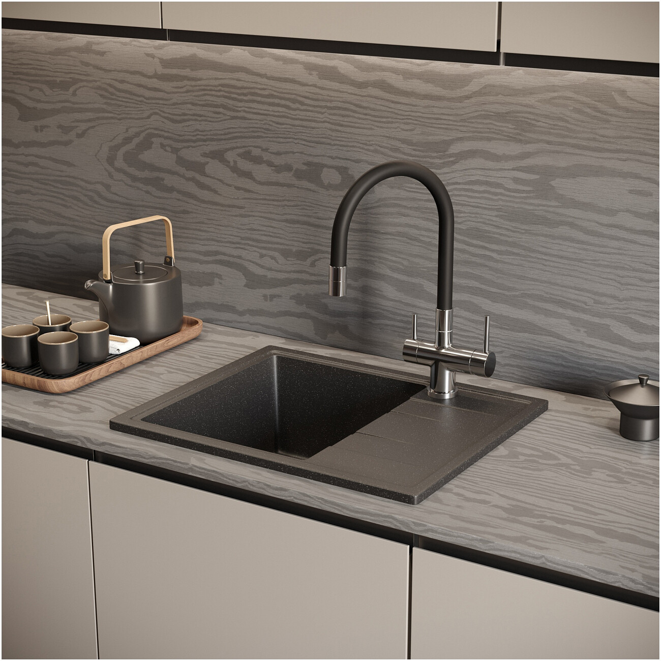 Мойка кухонная антрацит Domaci "Болонья" М-150-007 - изображение 8