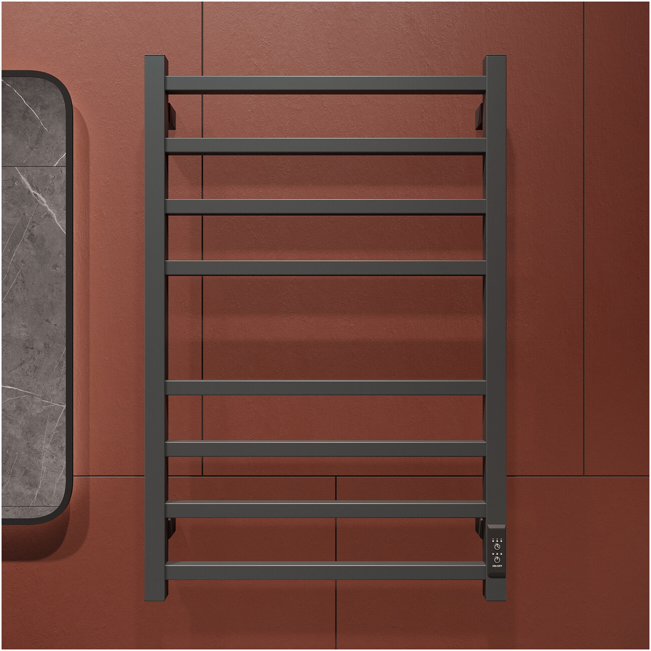 Полотенцесушитель электрический 80х50 см графит Ewrika "Пенелопа" L2 4657812419351 - изображение 4