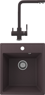 Мойка кухонная трюфель Domaci &quot;Солерно&quot; DF 425-06 со смесителем UQ-016-06
