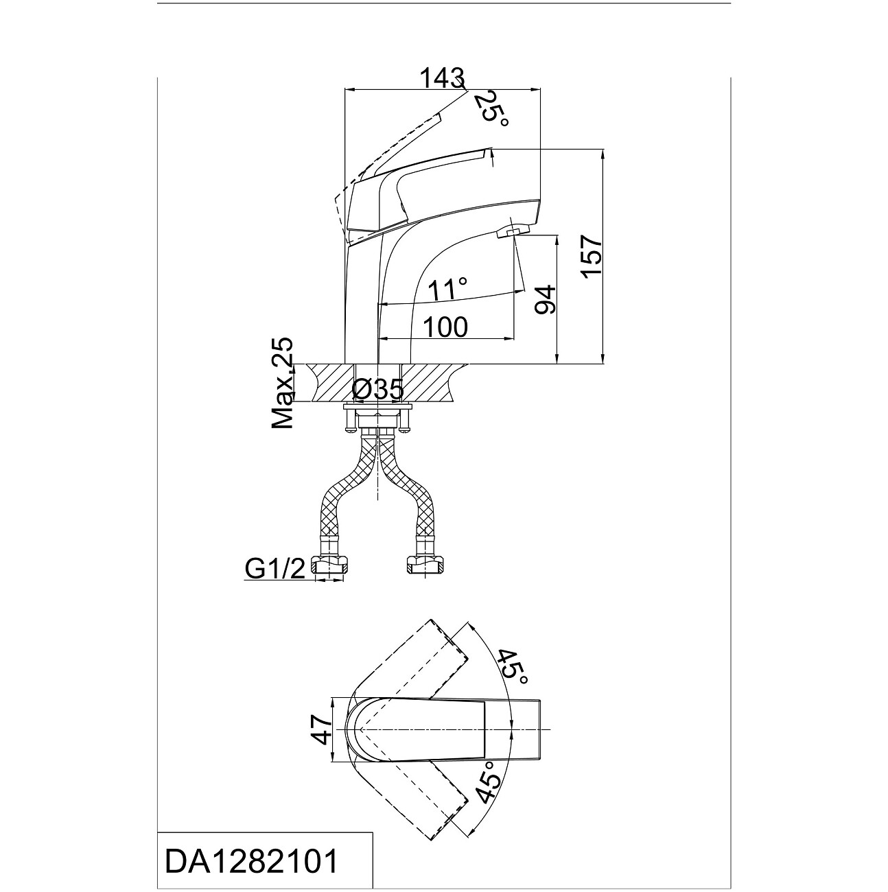 Смеситель для раковины однорычажный хром D&K Rhein Feuerbach DA1282101 - изображение 2