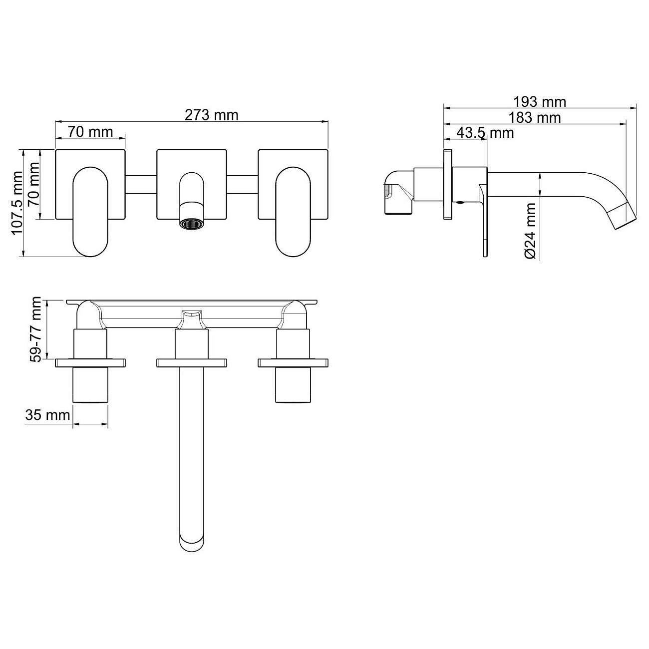 Смеситель для раковины встраиваемый из латуни черный Wasserkraft 7445 - изображение 4
