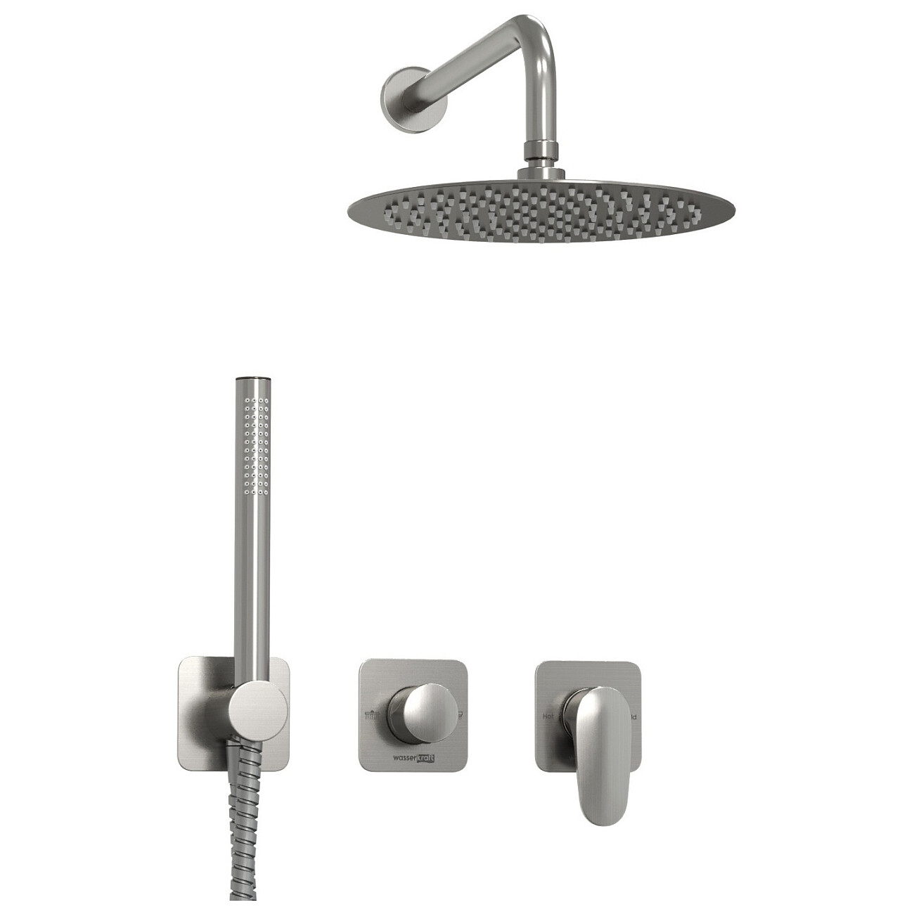 Душевой комплект с верхним душем и смесителем никель Wasserkraft A1451.272.097.121.275.100.276 - изображение 7