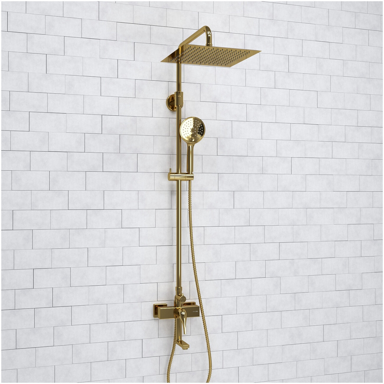 Душевой комплект с тропическим душем и смесителем для ванны золотой Wasserkraft A171.261.207.PG - изображение 2