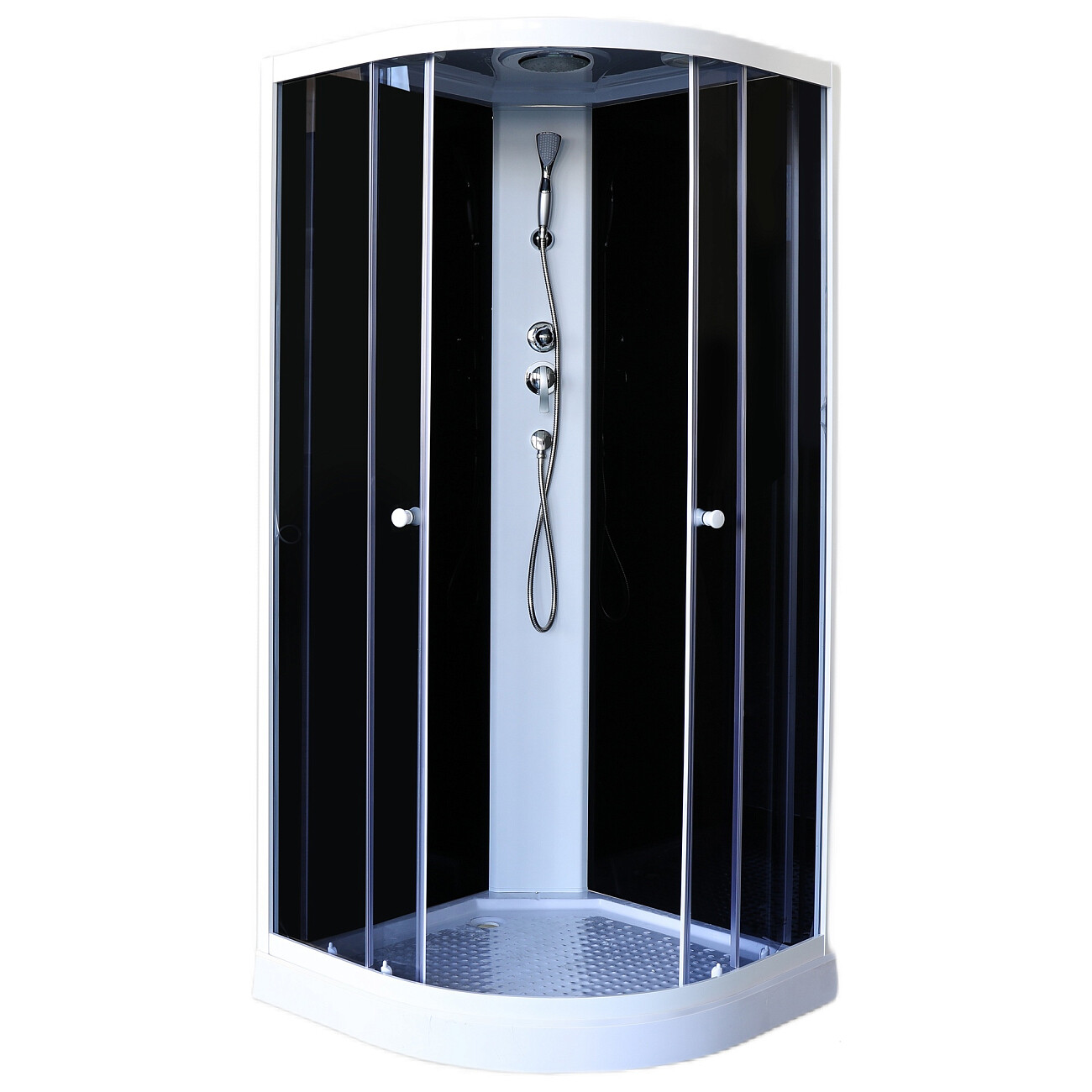 Душевая кабина четверть круга с низким поддоном 80х80 см белая, черная Parly EC831 - изображение 2