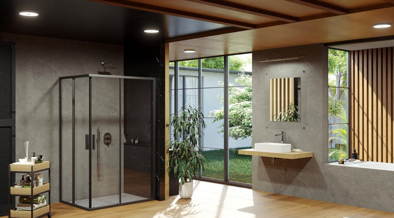 Дверь душевая для комбинации с дверью прозрачная, черная Ravak Blix Slim BLSRV2K-80 X1XM40300Z1 - изображение 3