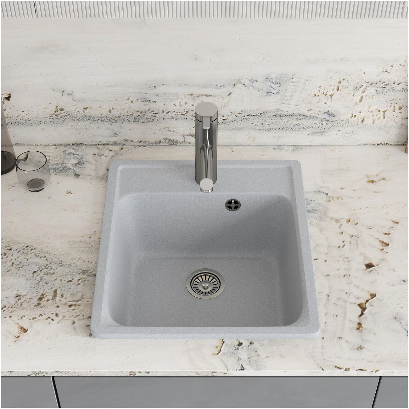 Мойка кухонная кварцевая платина Domaci "Савона" QB 430 - изображение 3