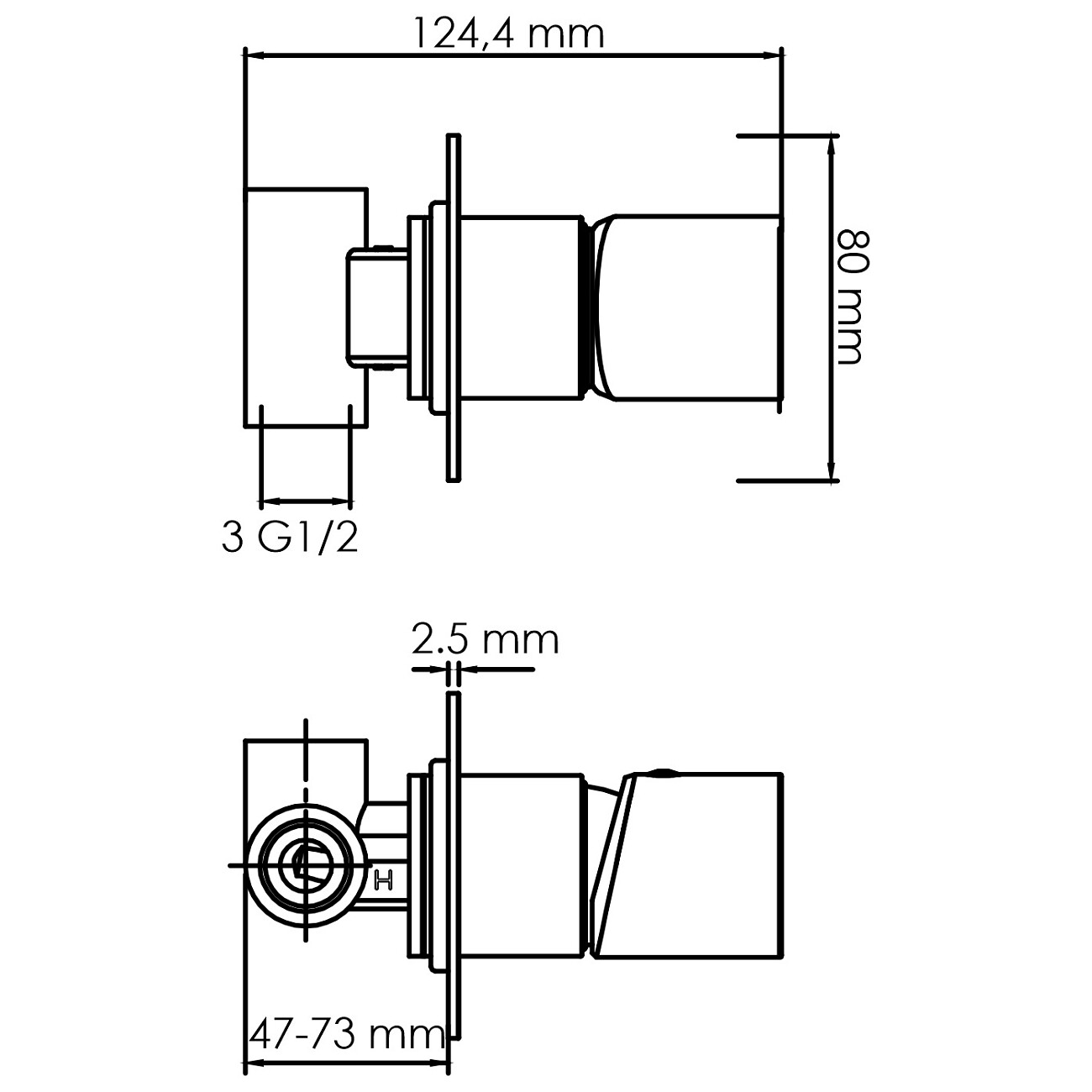 Смеситель для душа из латуни черный Wasserkraft 7452 - изображение 3