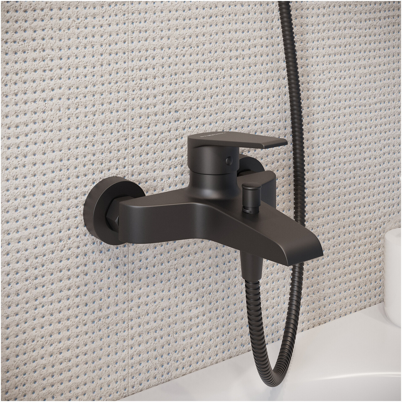 Смеситель для ванны с душем настенный черный Stworki "Эстфолл" S44100BK - изображение 5