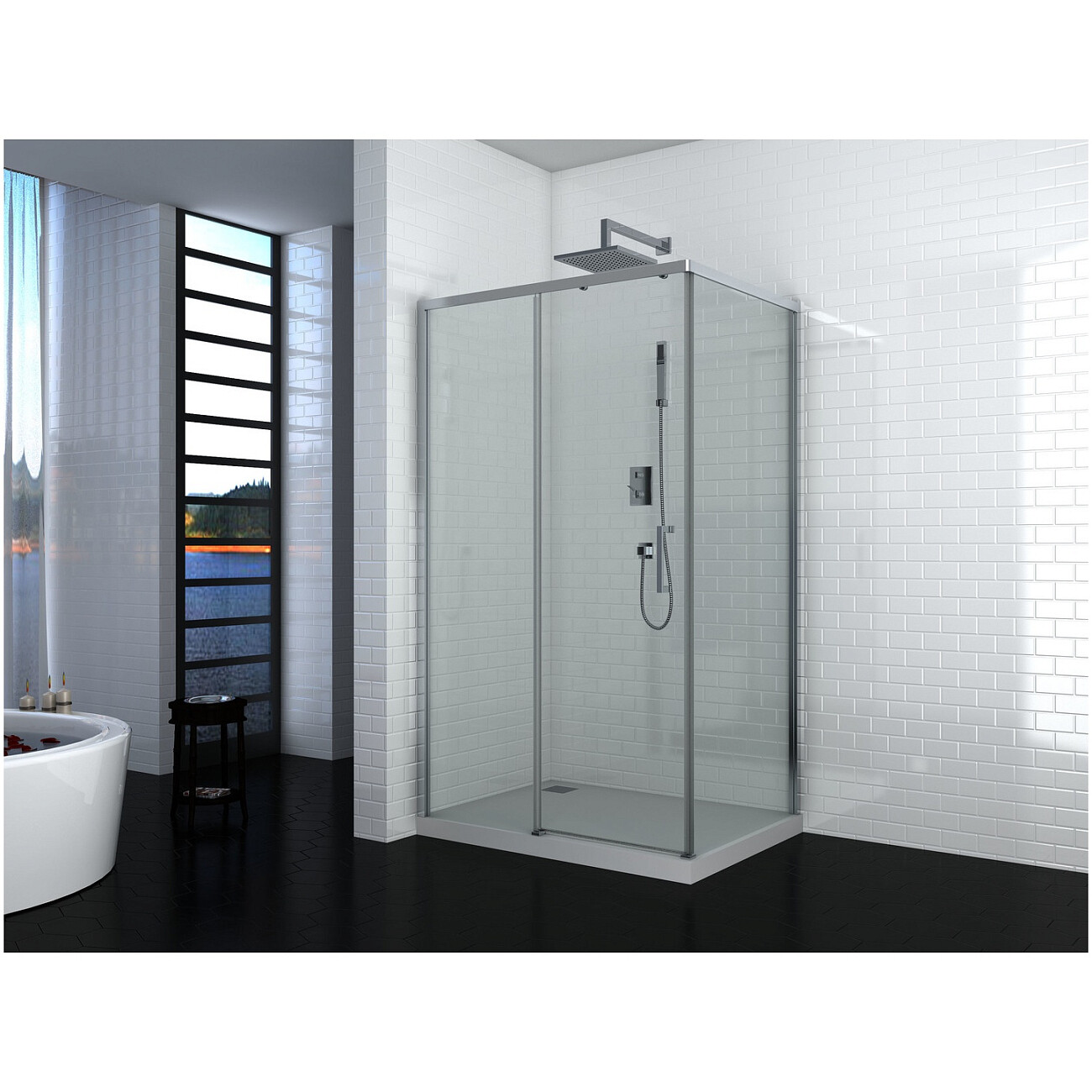 Душевой уголок прямоугольный левый 80x110 см хром Cerutti SPA Vito 110-L - изображение 7