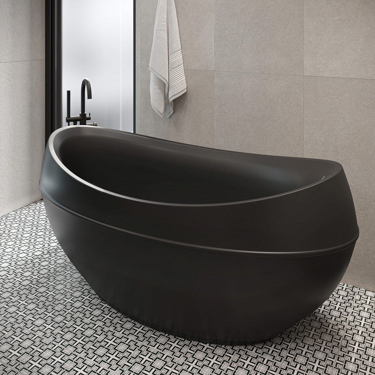 Ванна акриловая овальная 95х190 см черная Artemis Adonis 1.05.400.038.01.0.64 - изображение 6