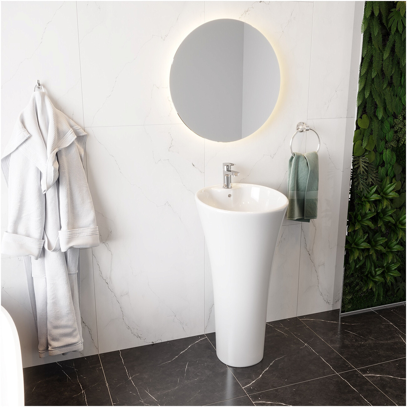 Раковина напольная фарфоровая круглая 87х46 см белая Cerutti SPA Adelina CT7274 - изображение 6