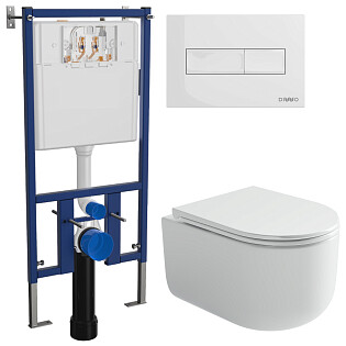 Унитаз подвесной Ceramicanova Ulma Rimless CN4006 с инсталляцией Diwo 4501, с кнопкой белой 7320