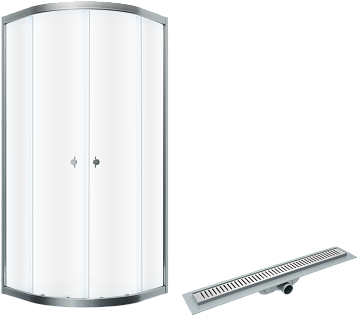 Душевой уголок 90x90 см Diwo &quot;Псков&quot; с линейным трапом CK Drain AQPL10-60 Stick