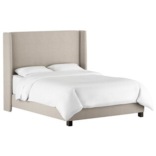 Кровать двуспальная 180х200 бежевая Kelly Wingback Gray Velvet