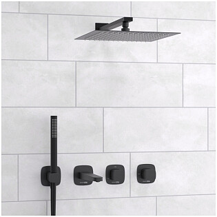 Душевой комплект с верхним душем и изливом черный Wasserkraft A9151.265.315.219.162.327.242.217