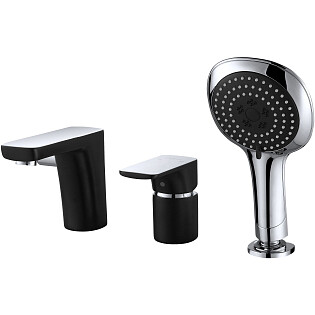 Смеситель для ванны однорычажный с душевым гарнитуром черный D&K Berlin Technische DA1434915