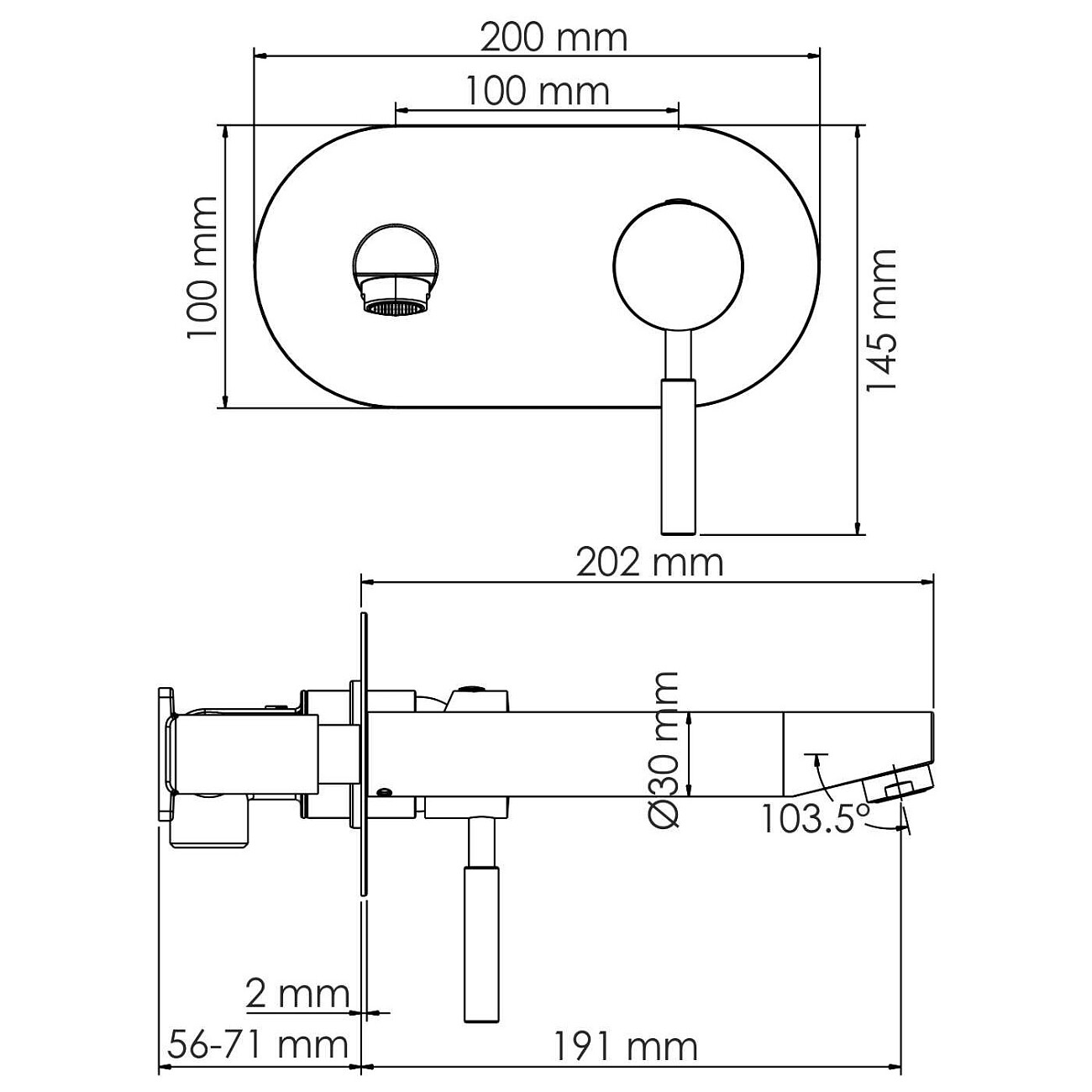 Смеситель для раковины встраиваемый из латуни никель Wasserkraft 4230 - изображение 4
