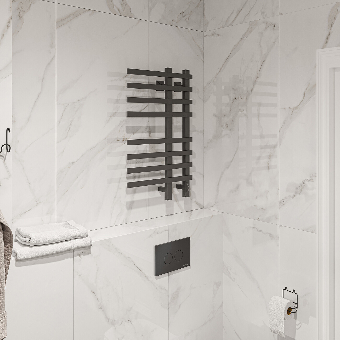 Полотенцесушитель электрический 80х50 см черный Ewrika "Медея" LT 4657771779046 - изображение 4