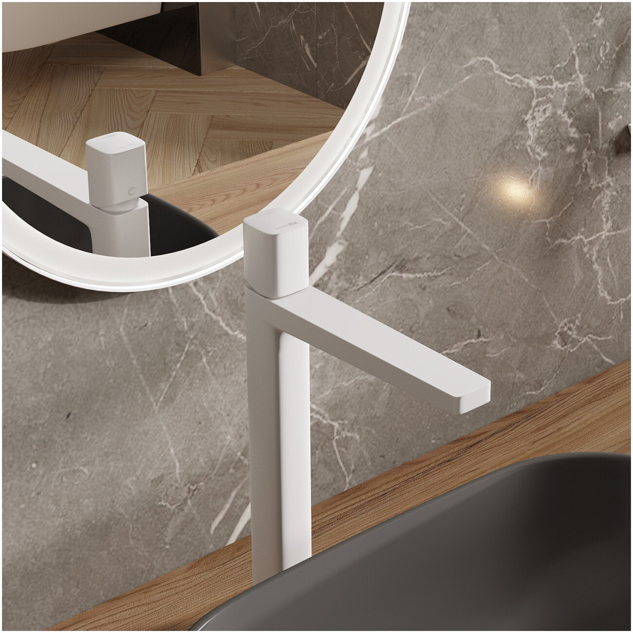 Смеситель для раковины из латуни белый Wasserkraft 9503H - изображение 4