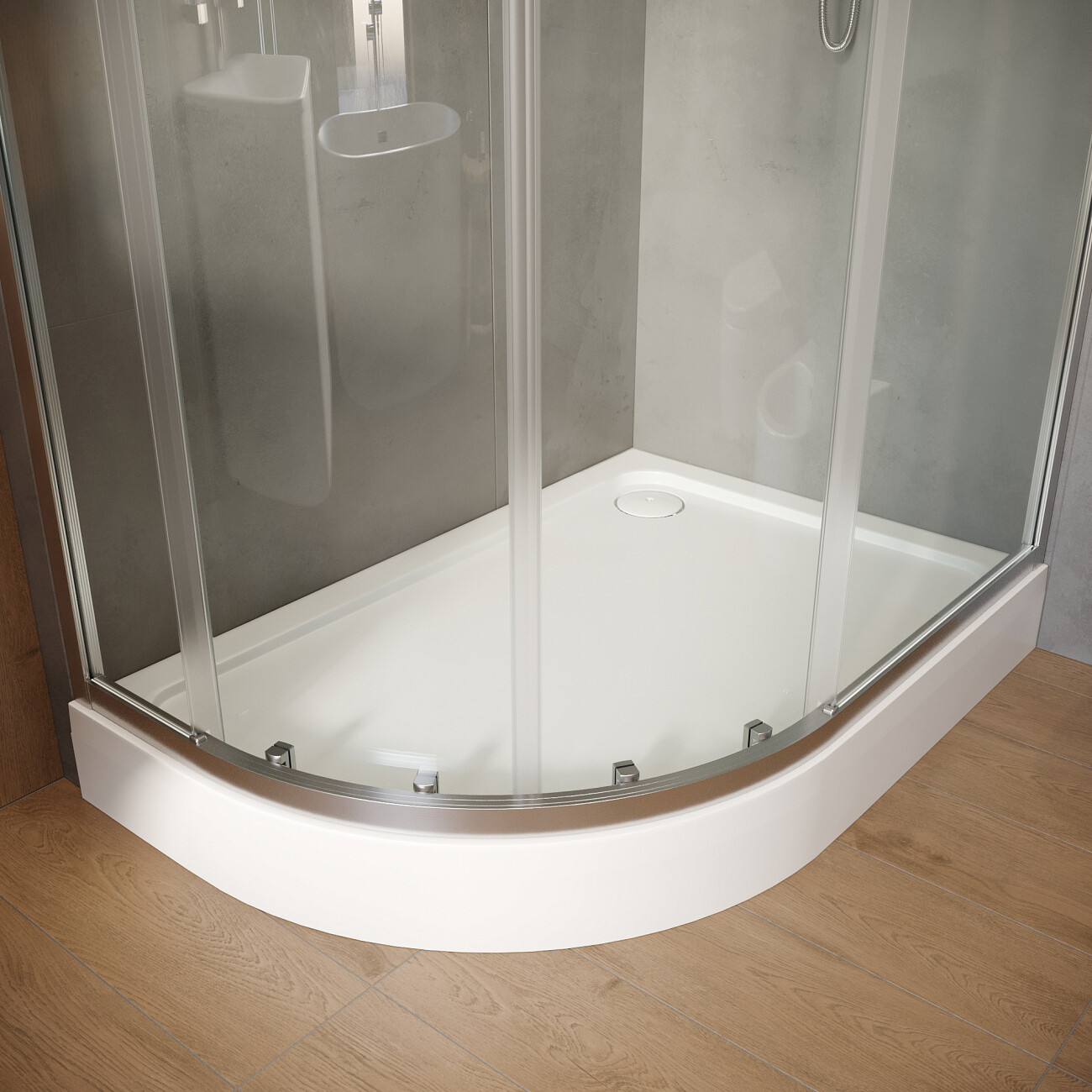 Поддон для душа акриловый с сифоном и экраном 120x80 см белый Stworki "Хельсинки" R XEП0070 XEЭLR69 - изображение 4