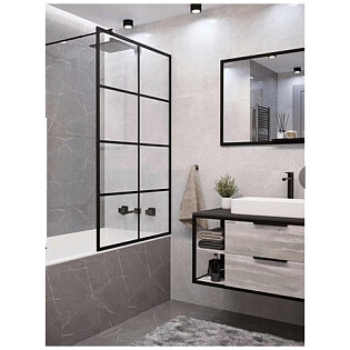 Шторка для ванной прозрачная, черная Cerutti SPA MUZA F80