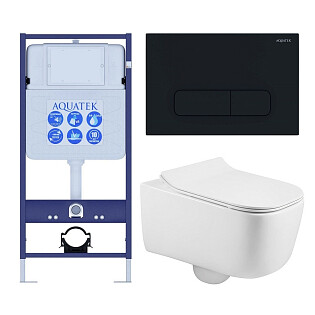 Унитаз Aquatek &quot;Лугано&quot; AQ2002-00 с инсталляцией Standard INS-0000012, с кнопкой KDI-0000017