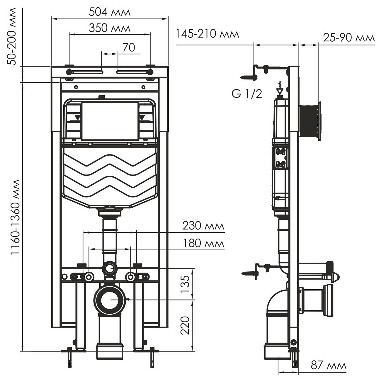 Система инсталляции для унитазов с кнопкой хром Dinkel 58TLT.010.ME.CH04 - изображение 2