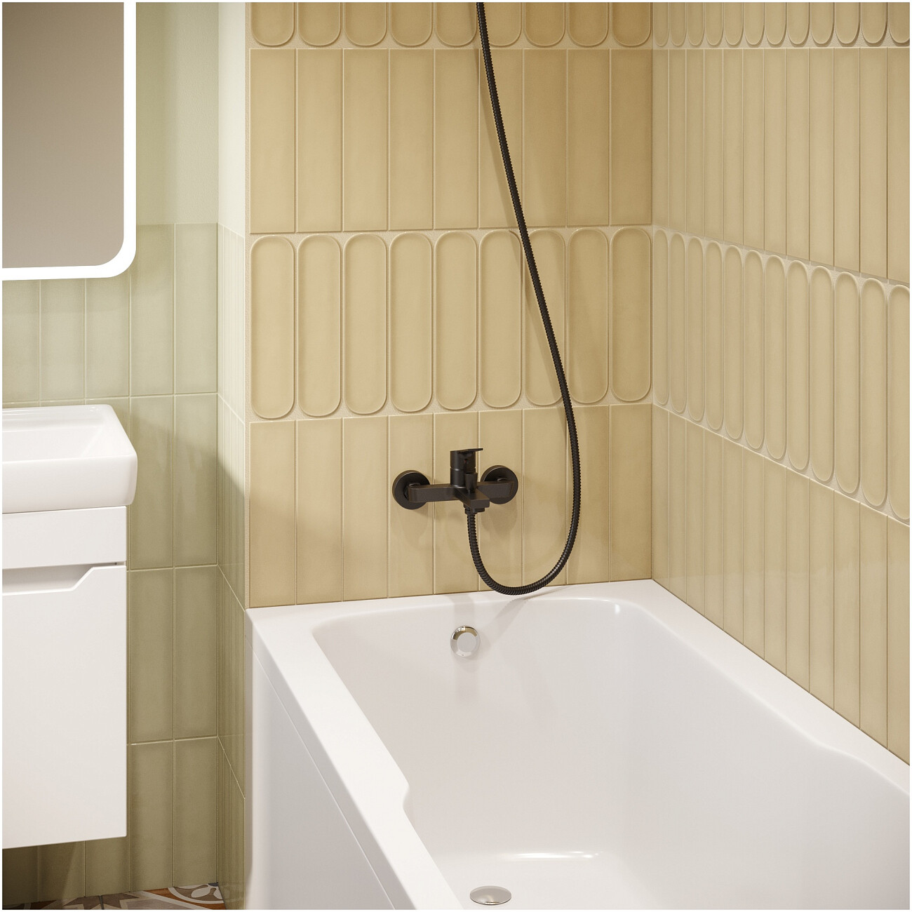 Смеситель для ванны с душем настенный черный Stworki "Кронборг" S28100BK - изображение 6