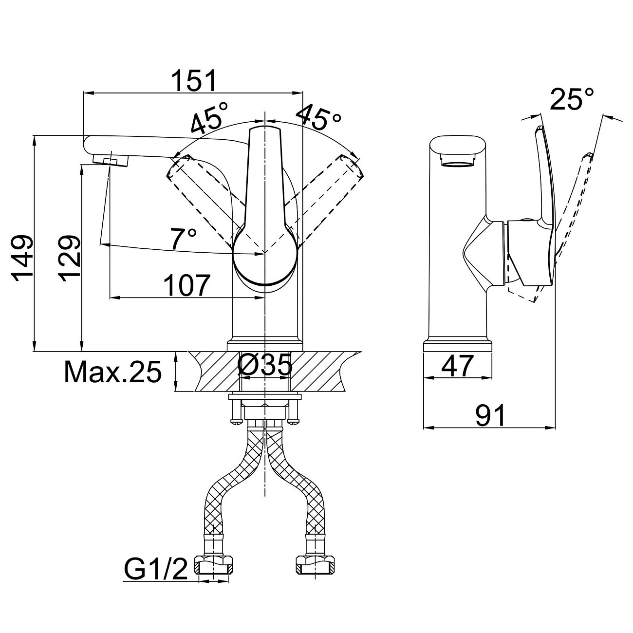 Смеситель для раковины однорычажный хром D&K Rhein Valerius DA1362101 - изображение 2