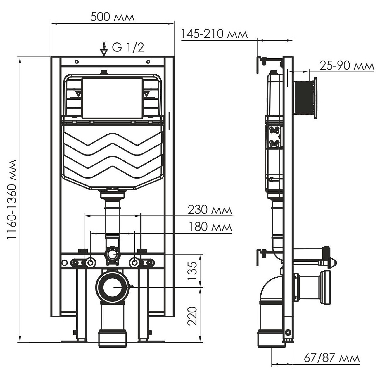 Система инсталляции для унитазов с кнопкой хром Vils 56TLT.010.ME.CH02 - изображение 2