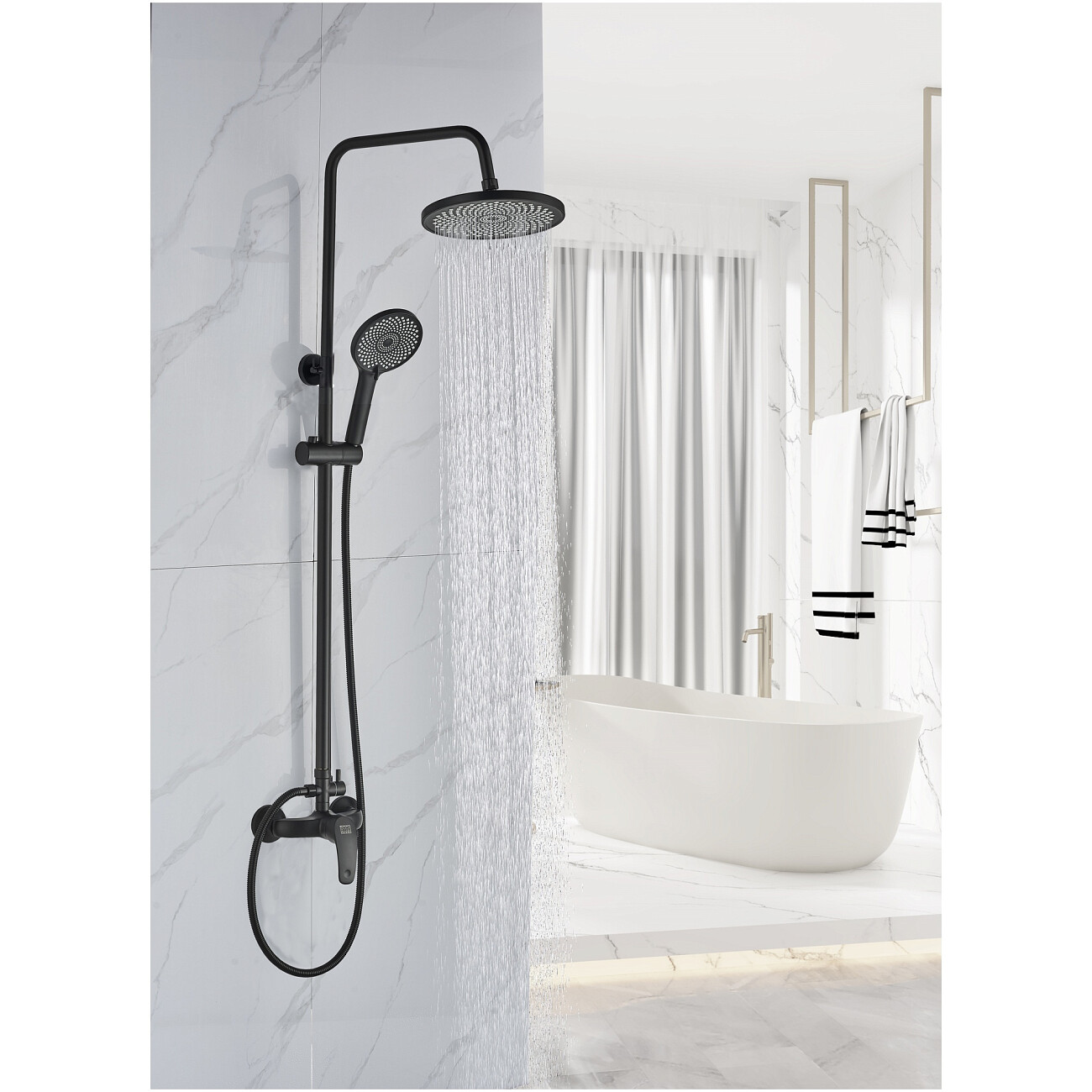 Душевая стойка с верхним душем и смесителем черная Boch Mann Junior BM8576 - изображение 2