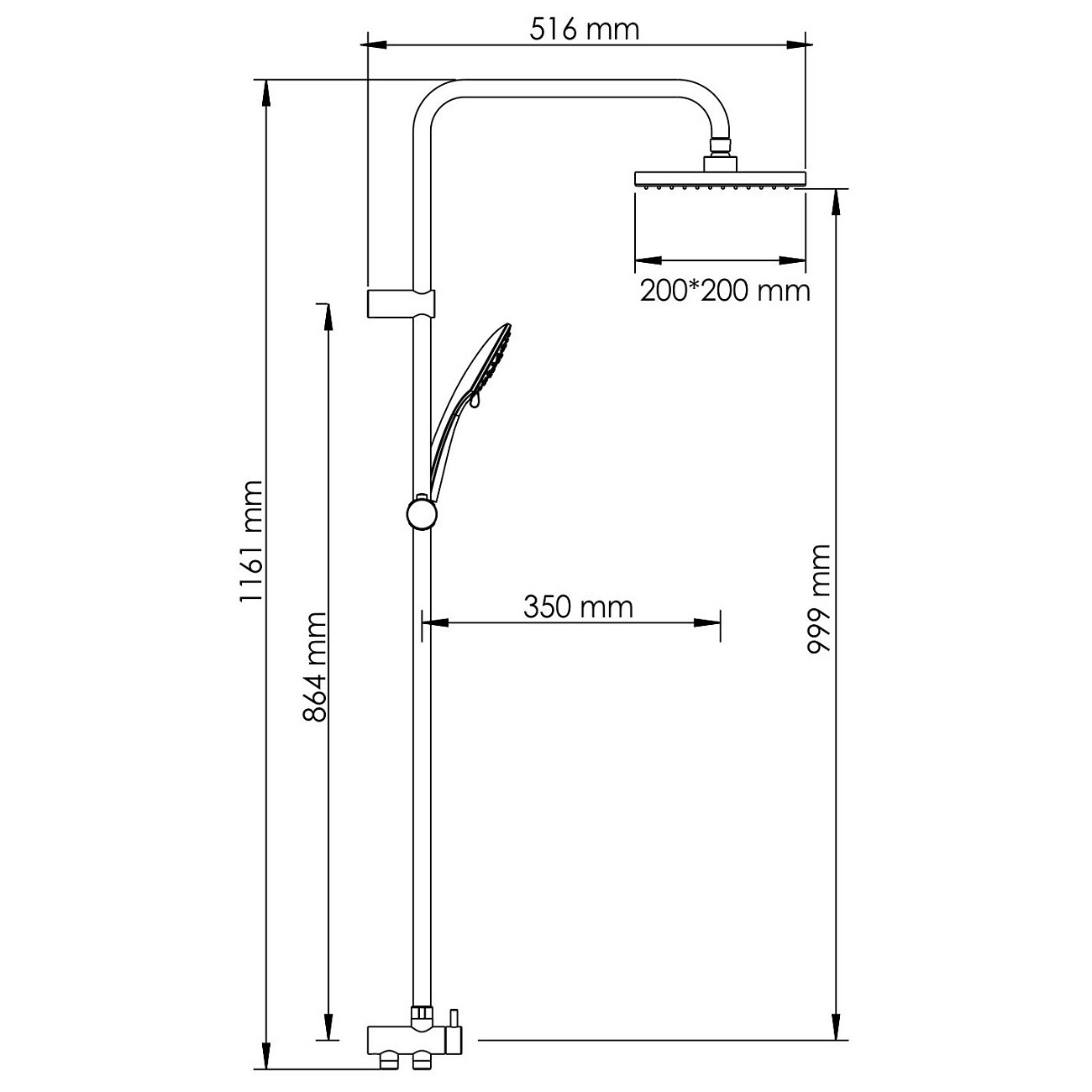 Душевая стойка с верхним душем и смесителем хром Wasserkraft A017 - изображение 8