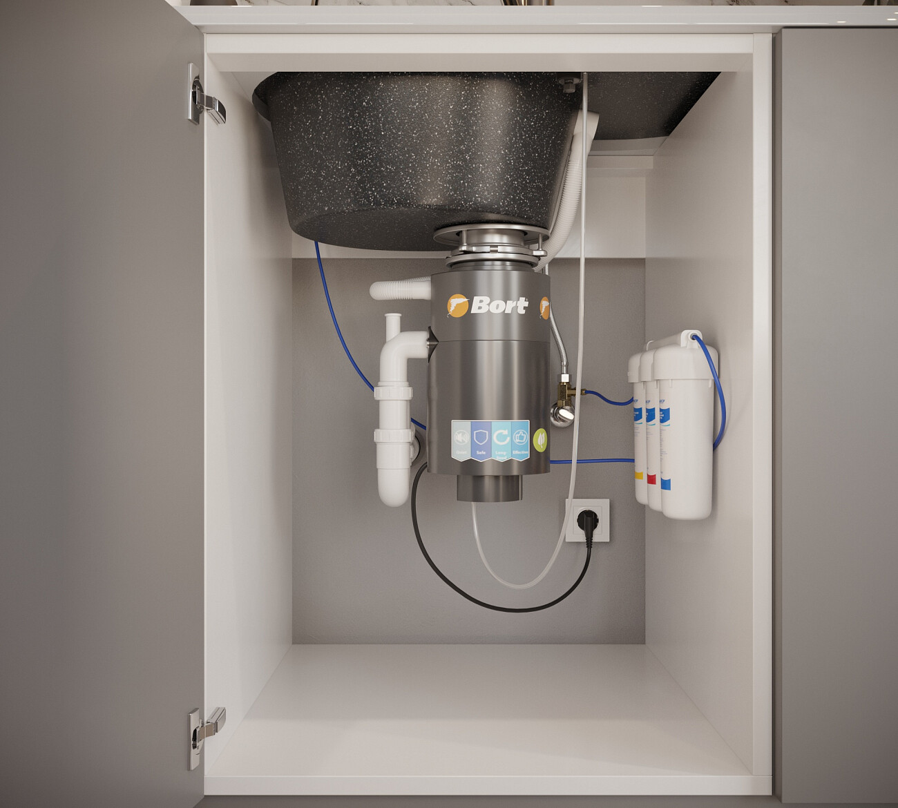 Мойка кухонная овальная мраморная черная Domaci "Бьелла" DMC-18 - изображение 9