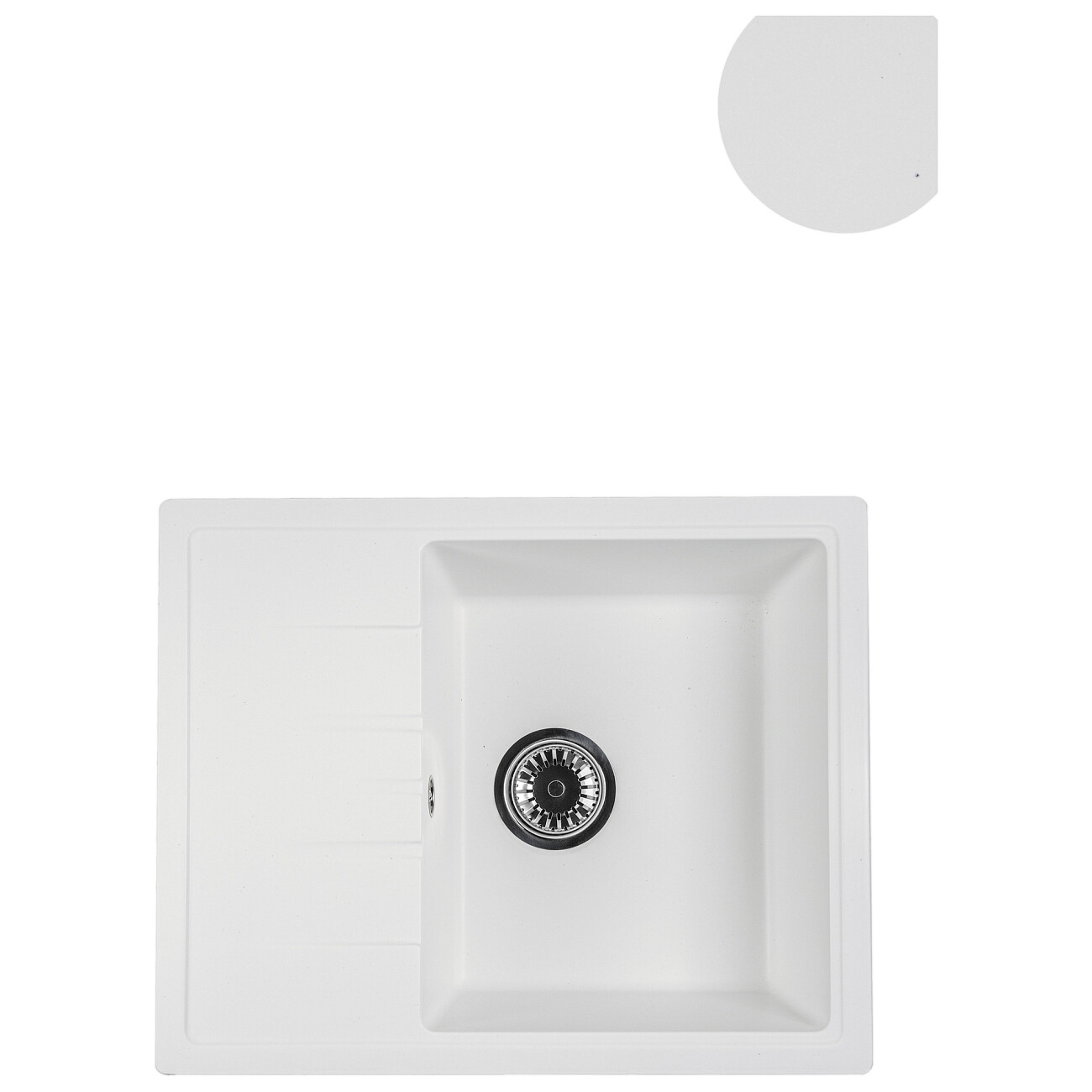 Мойка кухонная кварцевая прямоугольная белая Reflection Plato RX1457WH - изображение 2