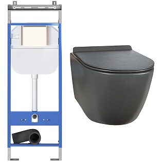 Унитаз подвесной серый Creto Logan L1 1001-003-L1GMAT с инсталляцией Standart 1.1