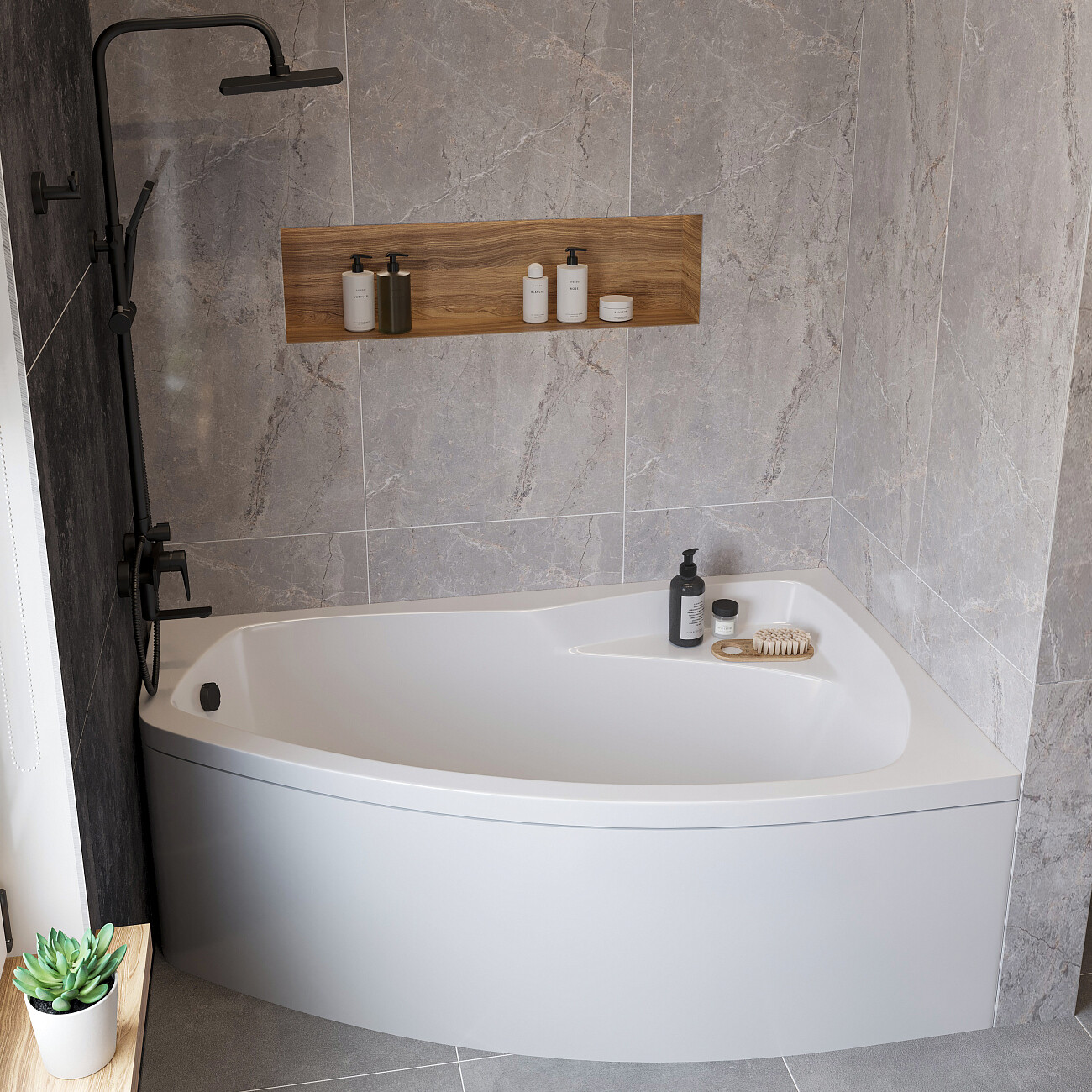 Ванна акриловая угловая с каркасом 160х95 см белая Stworki "Монтре" R Mn1600R - изображение 3