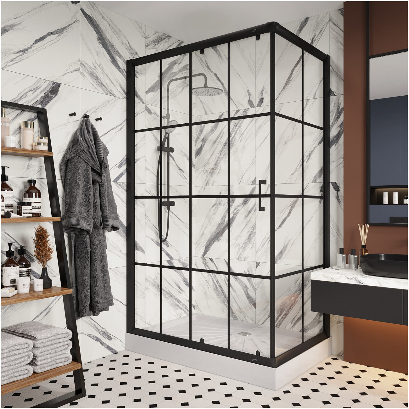 Душевой уголок прямоугольный 80x120 см черный Cerutti SPA Muza 120 - изображение 7